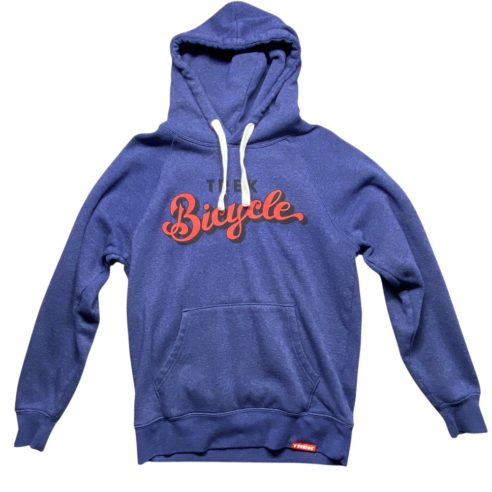 Trek Bicycle Graphic Hoodie Pullover Blue‎ Raglan Sleeve Size S Cycling Bike